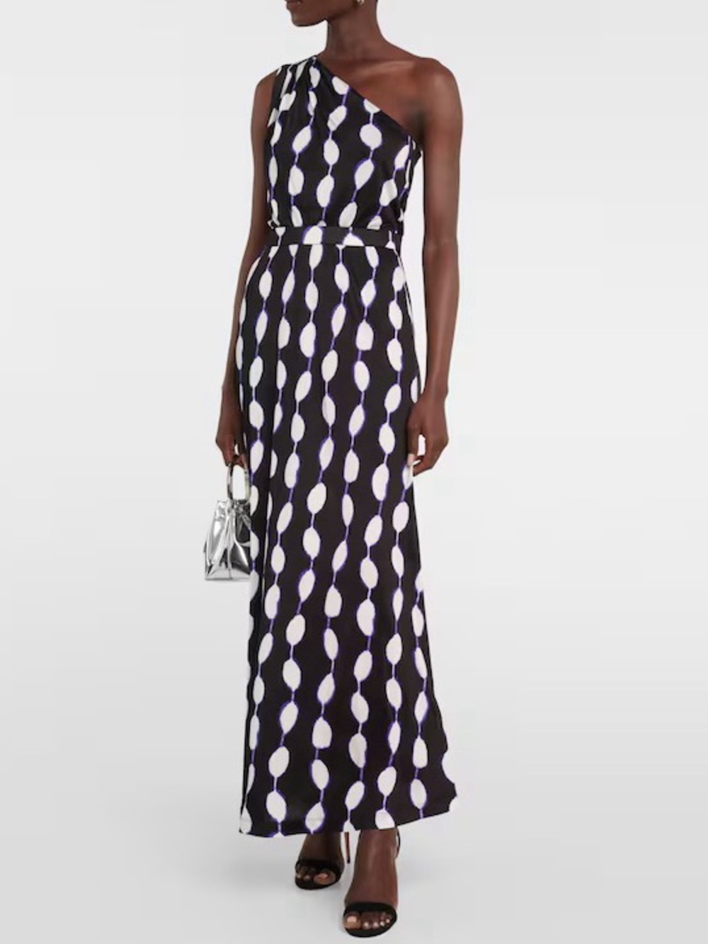 DIANE VON FURSTENBERG Kiera One Shoulder Maxi Dress Sz 12 Wedding Resort